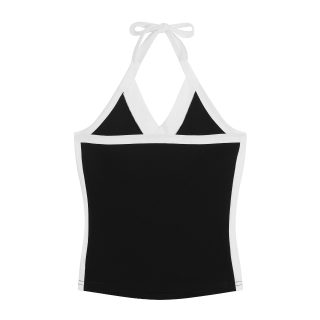 Color-Block Halter Digital Print Crop Top | Backless Bodysuit 4