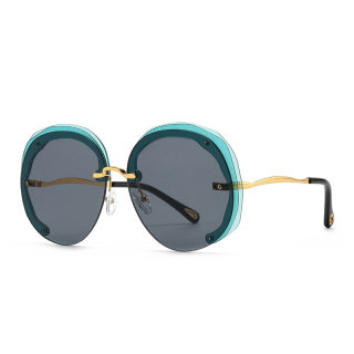 Women's Rimless Round Sunglasses with Ocean Gradient Lens 4