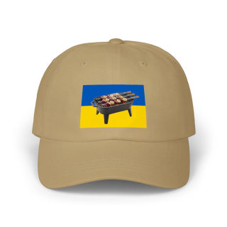 Grill Skewers on Blue Yellow Flag Dad Cap | BBQ Ukraine Baseball Hat 3