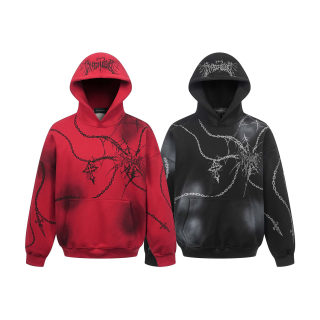 Streetwear Distressed Chain Cross Hoodie | Unisex Pullover 5
