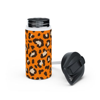 Orange Leopard Print Stainless Steel Water Bottle | Animal Print Bottle 5