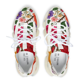 Vintage Rose Floral Mesh Sneakers | Floral Pattern Athletic Shoes 5