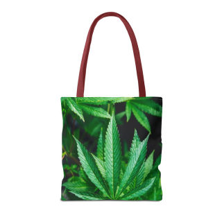 Green Cannabis Leaf Tote Bag | All-Over Print Hemp Plant Design 20