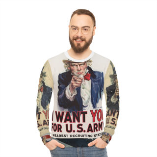 I Want You for U.S. Army Poster Sweatshirt | Vintage Uncle Sam All-Over Print