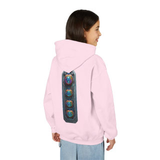 Glowing Cyber Pumpkin Kids Hoodie 94