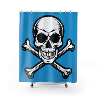 Skull and Crossbones Shower Curtain | Pirate Skull Bathroom Decor 2
