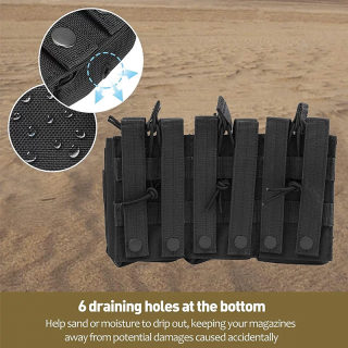 Tactical gear — triple open-top rifle magazine pouch for .22 caliber 3