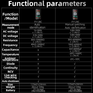 FY129C Digital Multifunction Multimeter with Large Screen 6