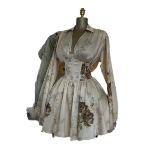 V-Neck Lantern Sleeve High-Waisted Short Dress 5