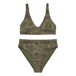 High-waisted bikini, digital green camo 5