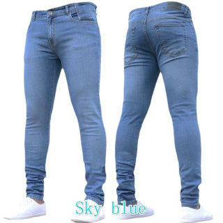 Slim Fit Elastic Denim Men's Trousers | Skinny Ankle-Length Black Jeans 5
