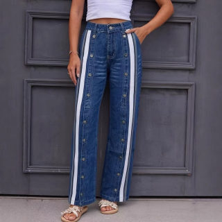 Retro-Style Wide-Leg Floor-Length Denim Pants 2