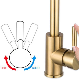 Stainless Steel Gold Kitchen Faucet, Brushed Finish 3