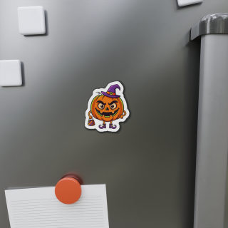 Witch Hat Pumpkin Die Cut Magnet | Halloween Jack-o'-Lantern Sticker Magnet 3