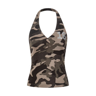 V-Neck Star Camo Digital Print Crop Top | Fitted Slimming 2