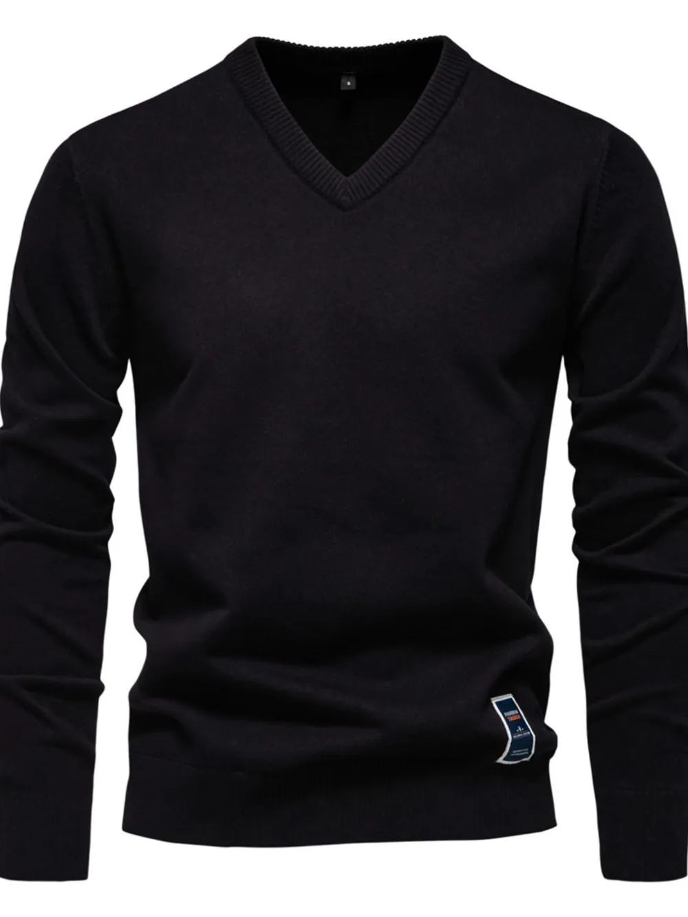 Men's Ribbed Hem V-Neck Sweater | Long Sleeve Pullover 6