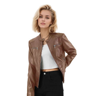 Women's Slim Fit Faux Leather Jacket 3