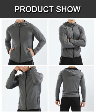 BARBOK Men's Compression Running Jacket with Hood 4