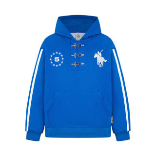 Snap Button Embroidered Webbing Hoodie | Unisex Casual Loose Fit