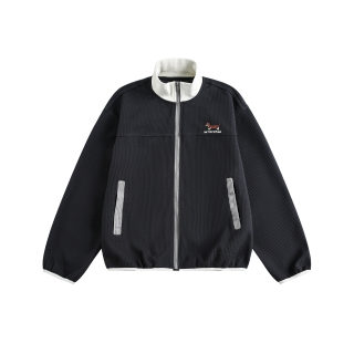 Color-Block Stand-Up Collar Sport Hoodie Cardigan 3