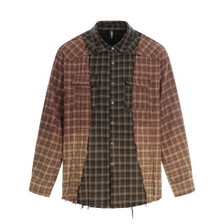 Color Block Brushed Patchwork Pocket Shirt | Japanese Retro