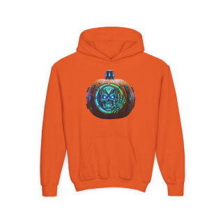 Glowing Cyber Pumpkin Kids Hoodie 6