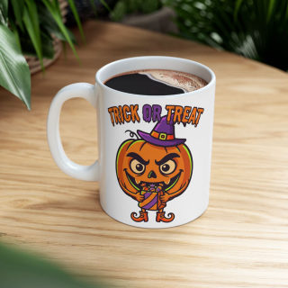 Trick or Treat Pumpkin Candy Mug | Halloween Ceramic Coffee Cup