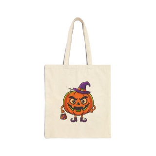 Jack-o'-Lantern Witch Pumpkin Tote Bag | Halloween Trick or Treat Canvas Tote 3