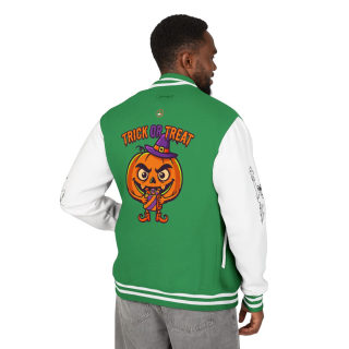 Trick or Treat Jack-o'-Lantern Letterman Jacket | Halloween Varsity Jacket 81
