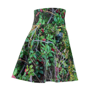 Wild Berry Vine Print Skater Skirt | Botanical Green Nature Pattern 5
