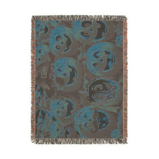 Jack-o'-Lantern Patchwork Woven Blanket | Halloween Pumpkin Throw 12