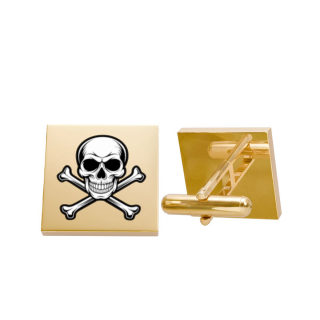 Skull and Crossbones Cufflinks | Gold Square Pirate Skull Jewelry 3
