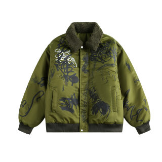 Retro Padded Jacket | Solid & Floral Pattern 3