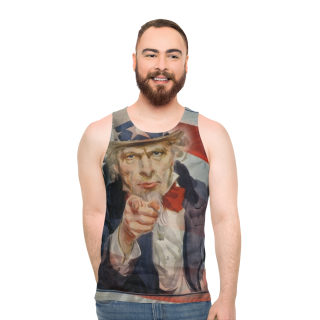 Uncle Sam Pointing Tank Top | Patriotic USA Flag Graphic 4
