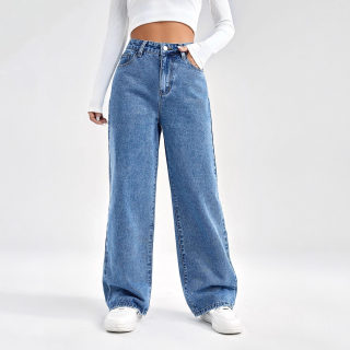 Grey Washed High Waist Wide Leg Jeans | Women's 6