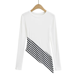 Round Neck Long Sleeve T-Shirt | Asymmetrical Hem 4