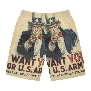 Uncle Sam I Want You board shorts | Men's Board Shorts, Patriotic USA Print 3
