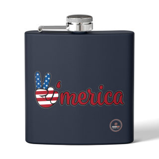'Merica Peace Sign flag design flask, 6oz stainless steel 8