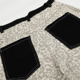 Leopard Print Denim Curved Cargo Pants 4