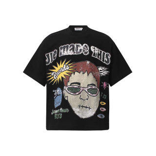 Cartoon Character Print Round Neck Short Sleeve T-Shirt | American Retro 3