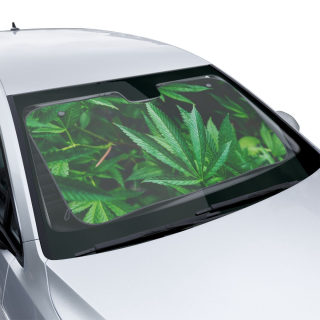 Cannabis Leaf Car Sun Shade | Auto Windshield Sunshade, Green Marijuana Leaves 5