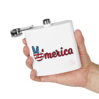 'Merica Peace Sign flag design flask, 6oz stainless steel 29