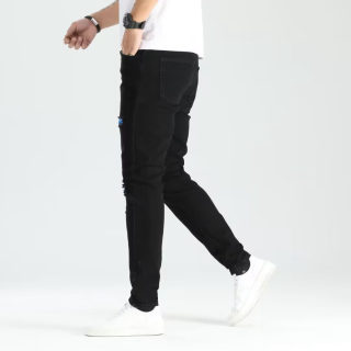Ripped Skinny Men's Jeans with Patches | Elastic Trendy Denim Pants 4