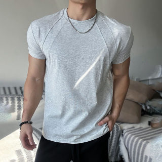 Summer Ribbed Splicing Slim Fit T-Shirt | Casual Solid Color