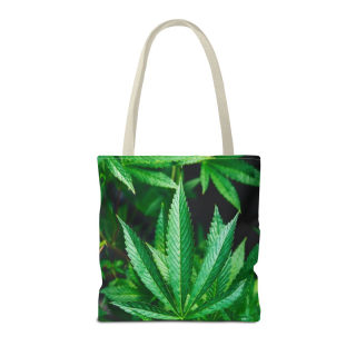 Green Cannabis Leaf Tote Bag | All-Over Print Hemp Plant Design 26