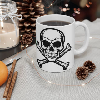 Orange Skull with Crossbones Mug | Pirate Skull Coffee Cup 11