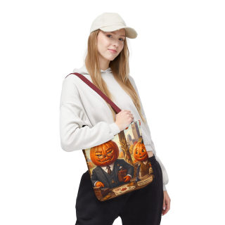 Pumpkin Head Businessmen Tote Bag | Halloween Pumpkin City Illustration 64