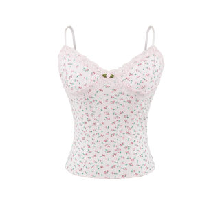 V-Neck Floral Lace Camisole | Summer Ruffled Bodycon Top 2