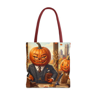 Pumpkin Head Businessmen Tote Bag | Halloween Pumpkin City Illustration 6