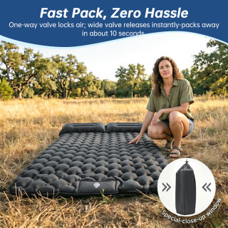 Camping sleeping pad — ultralight inflatable sleeping pad with pillow, 1-2 person 2
